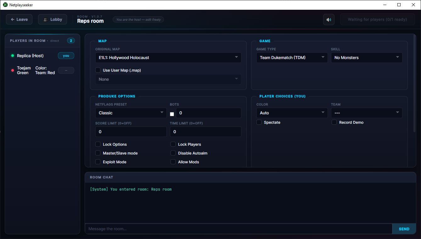 Netplayseeker Game Settings